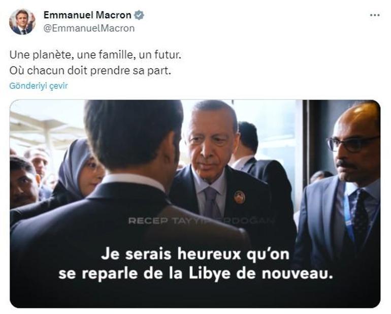 Erdoğandan Macrona tek soru Fransız lider görüntüyü bizzat paylaştı