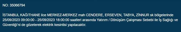BEDAŞ duyurdu İstanbulda 21 ilçede elektrik kesintisi