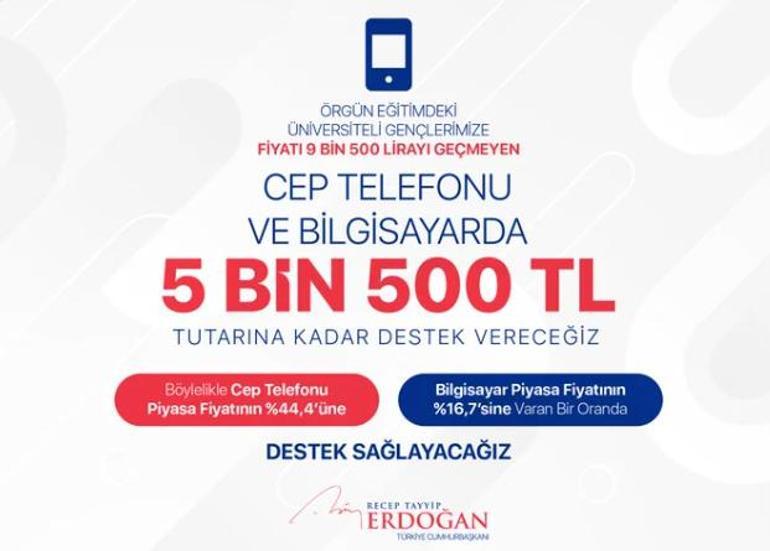 Son dakika: Erdoğandan gençlere cep telefonu ve bilgisayar müjdesi Detayları belli oldu