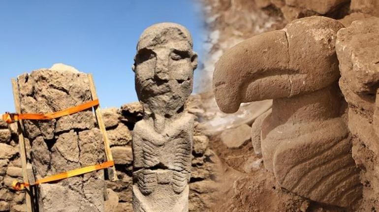 Göbeklitepede yeni keşif İnsan ve hayvan heykeli bulundu