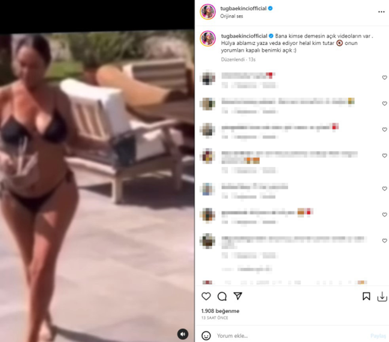Hülya Avşarın bikinisiyle dans videosuna Tuğba Ekinciden yorum gecikmedi