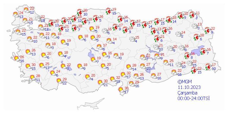 Meteoroloji tek tek saydı: 14 il için uyarı Kuvvetli geliyor