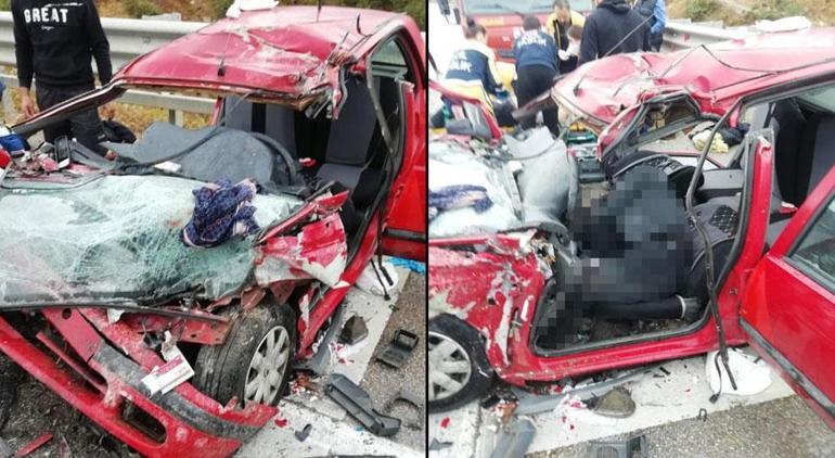 Katliam gibi kaza Otomobil TIRa çarptı: 4 ölü, 1 yaralı