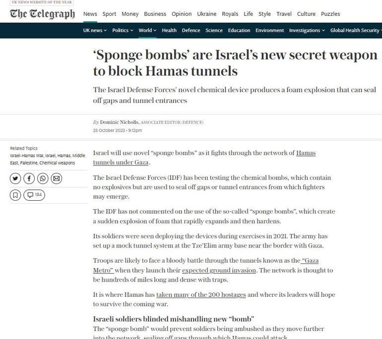 Tünellere sünger bombası: İsrail en büyük korkusu için gizli silah kullanacak