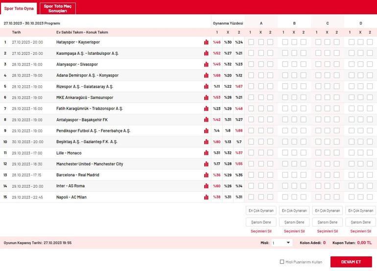 Spor Toto devretmeye devam ediyor, heyecan Misli’de yaşanıyor 80 Milyon TL kazanma şansı