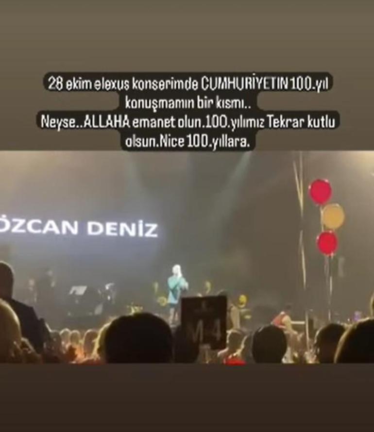 Sahnede Cumhuriyetin 100. yılını kutlamadığı iddia edilen Özcan Denizden videolu paylaşım