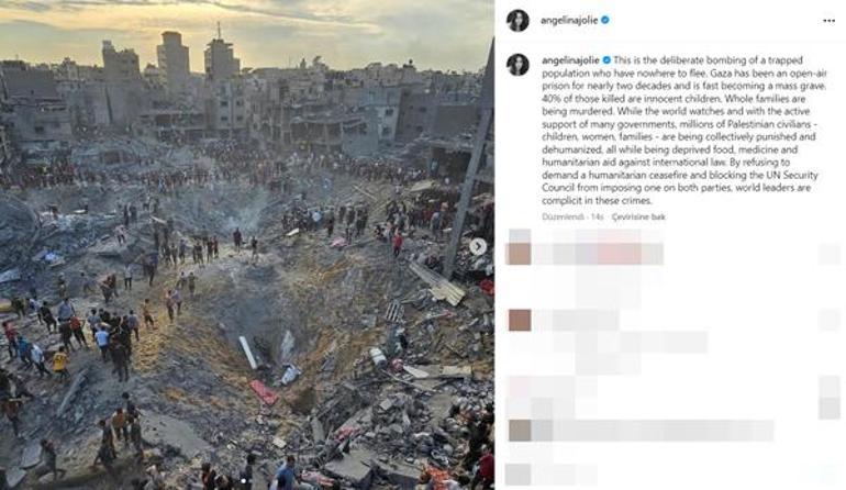 Angelina Jolieden mülteci kampının bombalanmasına tepki Gazze toplu mezara dönüşüyor