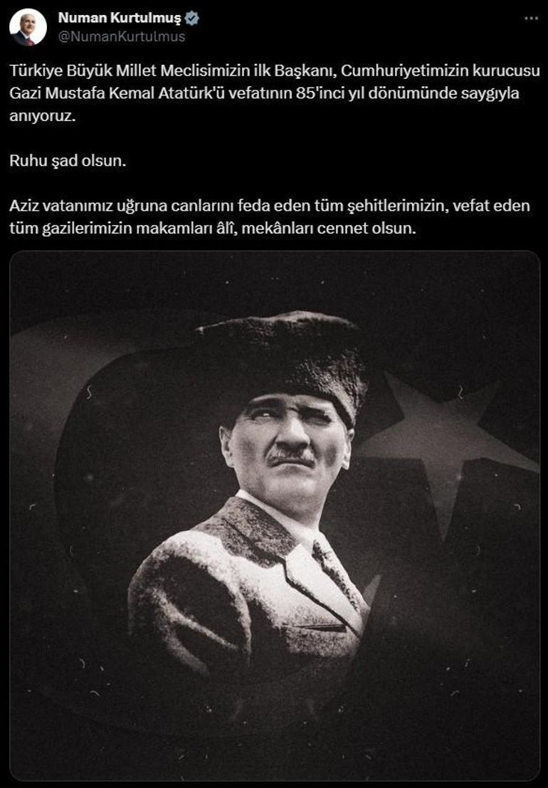 TBMM Başkanı Kurtulmuştan 10 Kasım paylaşımı