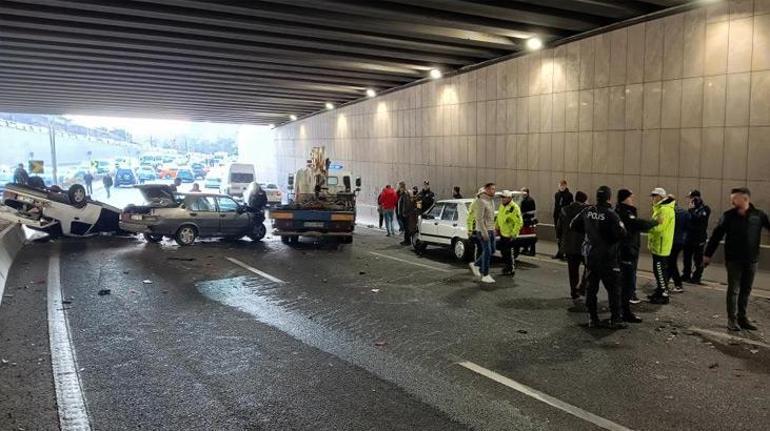 Ankarada zincirleme kaza 14 araç karıştı, 7 yaralı var