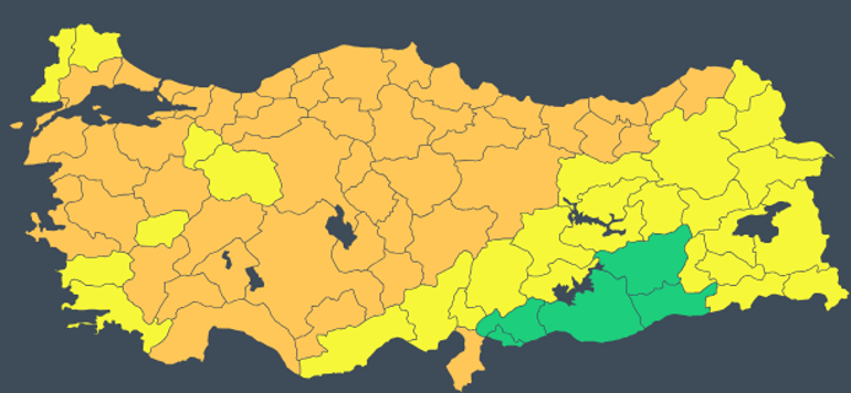 Son dakika… Meteoroloji haritayı güncelledi 76 kent için sarı ve turuncu alarm
