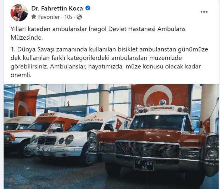 Bakan Kocadan Bursa paylaşımı: Müze konusu olacak kadar önemli