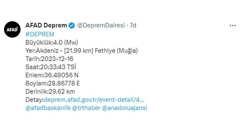 Muğlada korkutan deprem Son deprem büyük paniğe neden oldu