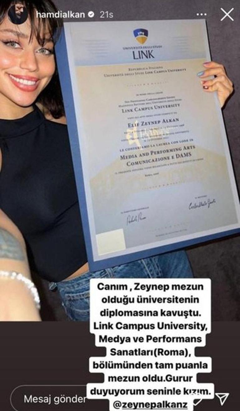 Hamdi Alkanın kızı Zeynep Alkan diplomasına kavuştu