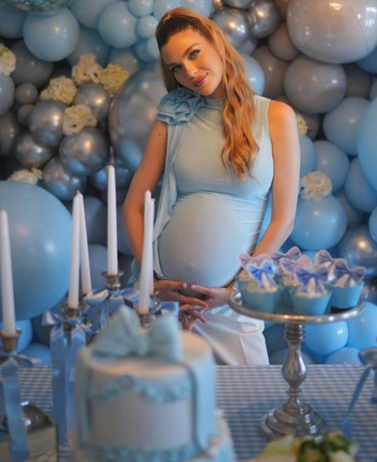 Yasemin Şefkatliden baby shower partisi Maviler içinde poz verdi