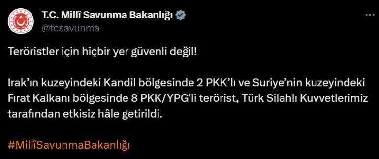 Son dakika... İki bölgede PKKya darbe: 10 terörist etkisiz hale getirildi