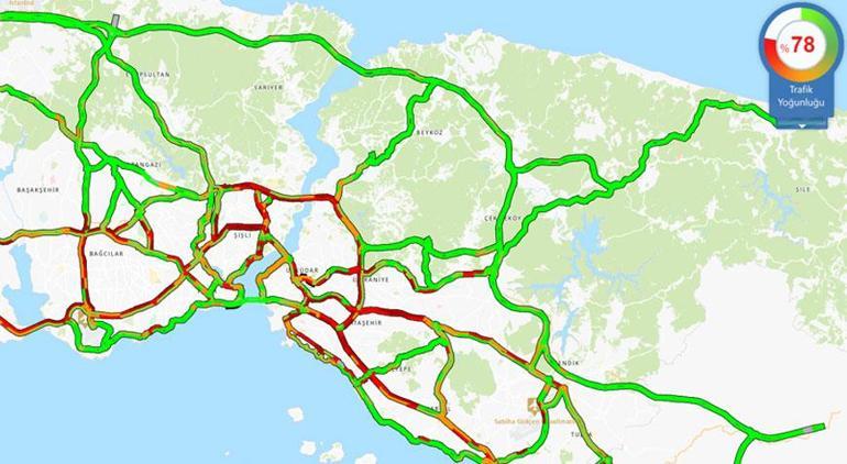 İstanbulda trafik yoğunluğu Yüzde 75i geçti