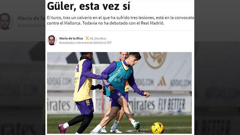 Real Madridde Arda Güler gelişmesi Maça saatler kala İspanyollar duyurdu