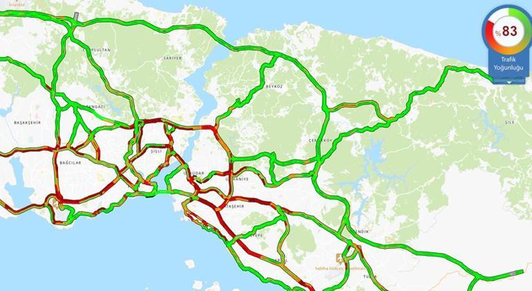 İstanbulda trafik yoğunluğu Yüzde 80i geçti
