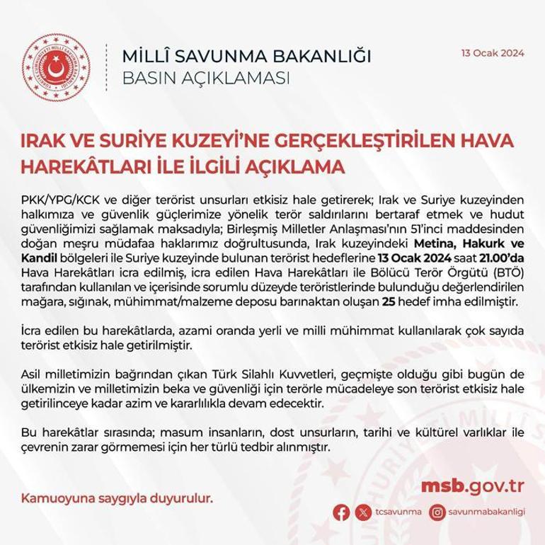 Son dakika... MSB duyurdu Etkisiz hale getirilen terörist sayısı 57’ye yükseldi