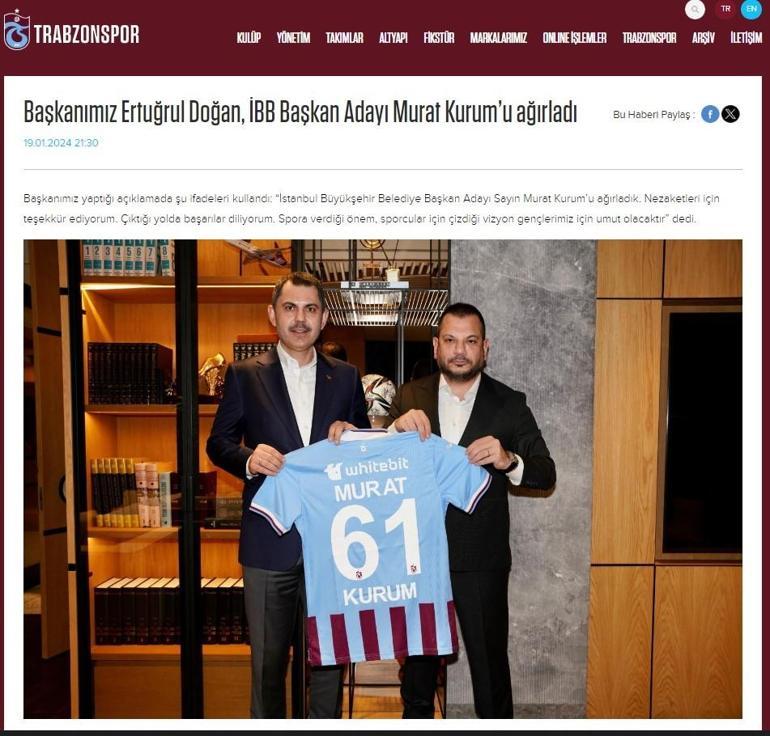 Murat Kurum, Trabzonspor Başkanı Ertuğrul Doğanı ziyaret etti