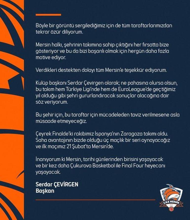 Çukurova Basketbolda Başkan Çevirgenden EuroLeague Women çağrısı