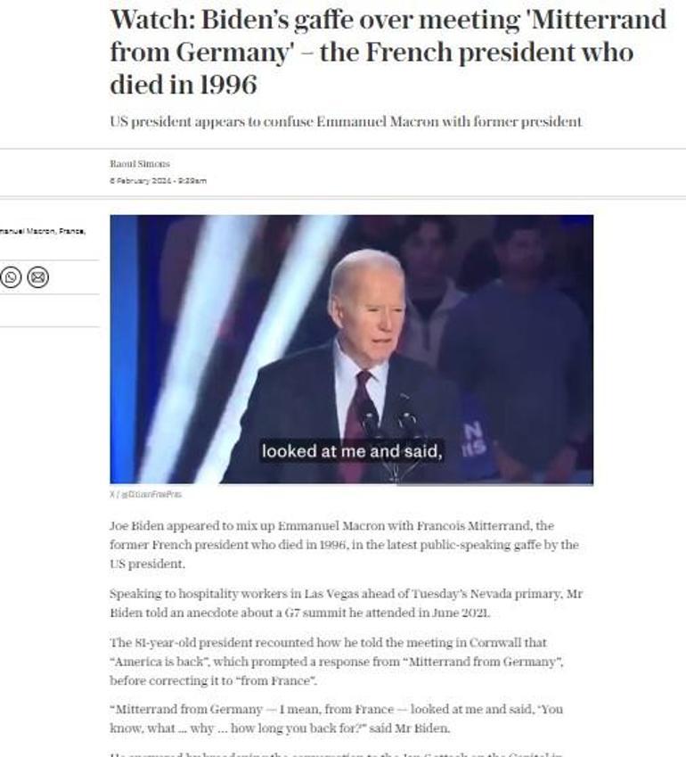 Biden 30 sene geriye gitti Ölen Fransa lideriyle konuştuğunu öne sürdü