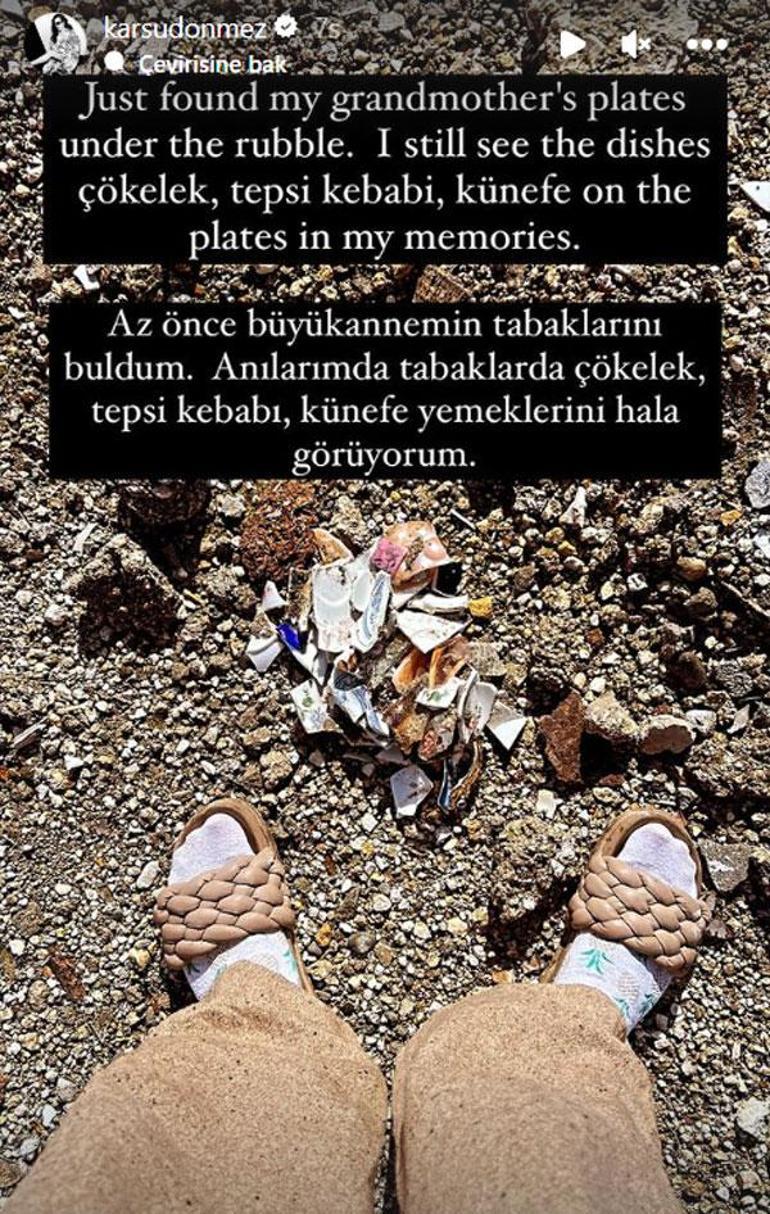 Depremin yıl dönümünde Hatayı ziyaret eden Karsu: Büyükannemin tabaklarını buldum