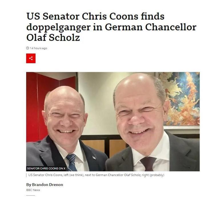 Almanya Başbakanı Scholz ikizini buldu Yer, ABD Senatosu: Boyları bile aynı