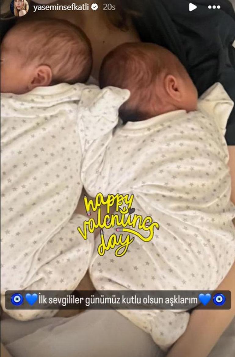 Yasemin Şefkatli ikiz bebeklerini paylaştı Sevgililer Günümüz kutlu olsun aşklarım