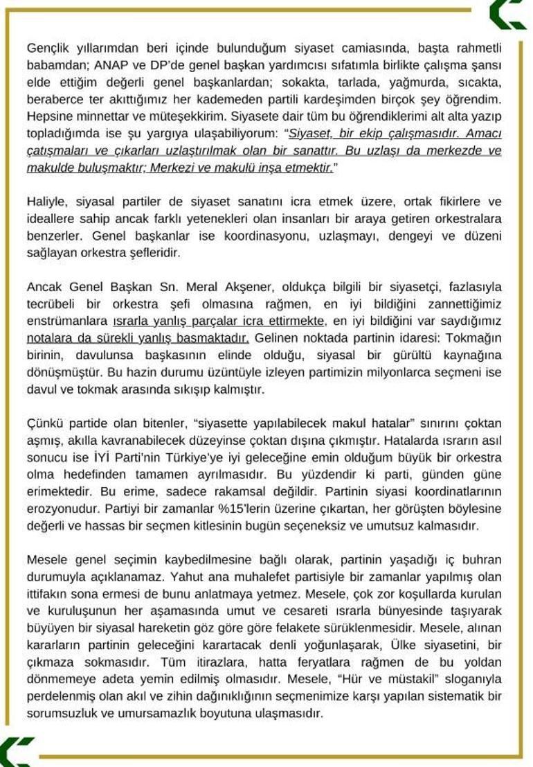 İYİ Partide üst düzey istifa Akşener sürekli yanlış notalara basıyor