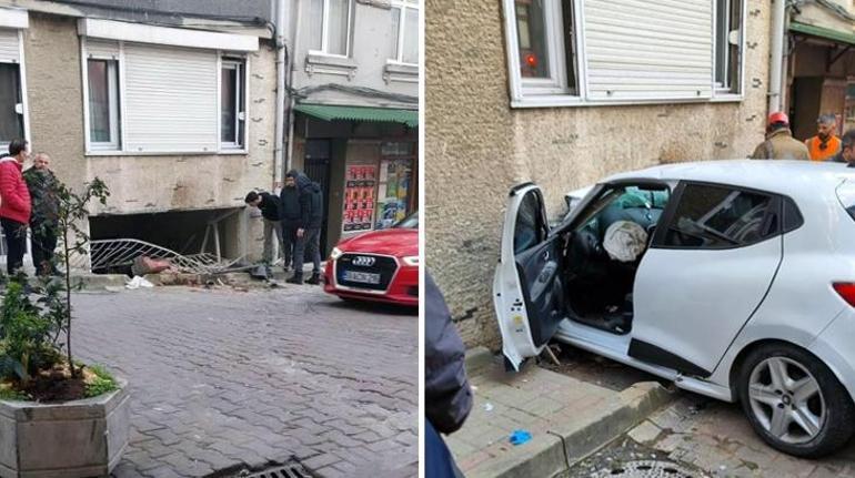 Beşiktaş’ta feci kaza Yokuş aşağı inerken eve daldı: 2 yaralı