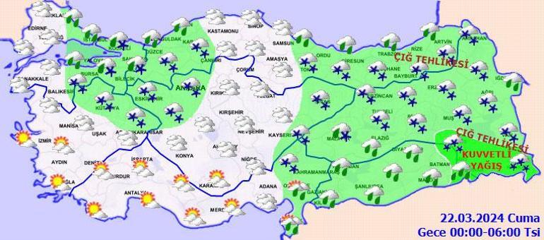 Ankarada kar yağışı başladı Meteoroloji haritayı güncelledi, işte il il hava durumu tahminleri...