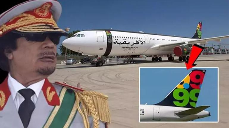 Kaddafinin uçan limuzini Türkiyeye de gelmiş, her yerine 9.9.99 yazısını yapıştırdı