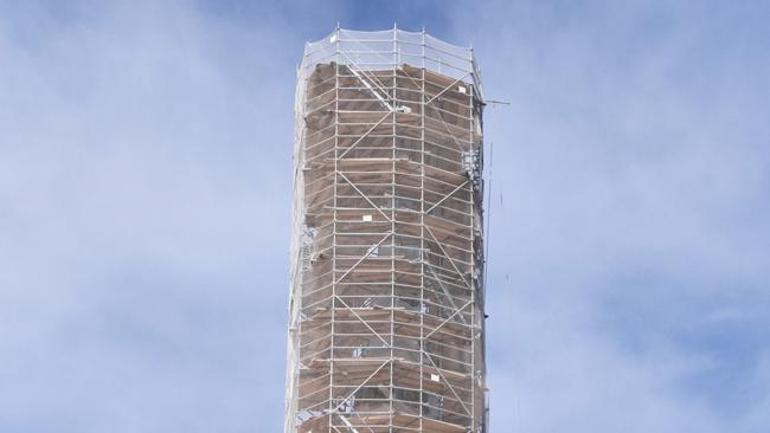 Ayasofya 2nci Bayezid Minaresinde restorasyon Söküm işlemi başladı