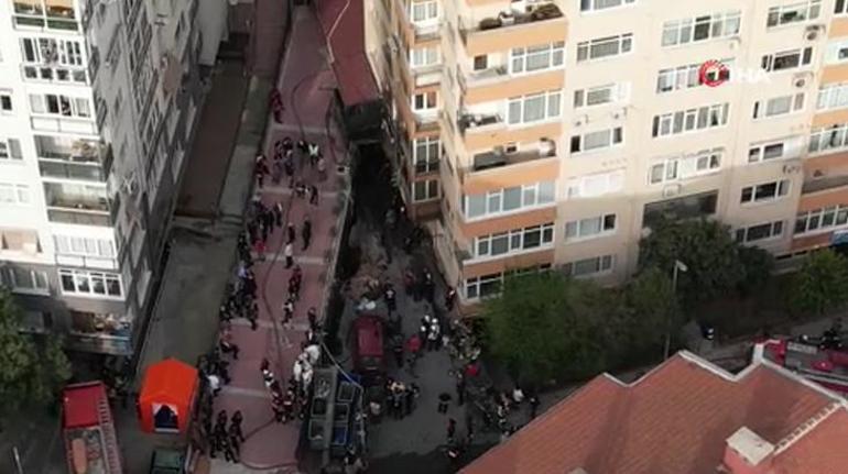Beşiktaştaki yangın faciasının yaşandığı o bina havadan görüntülendi