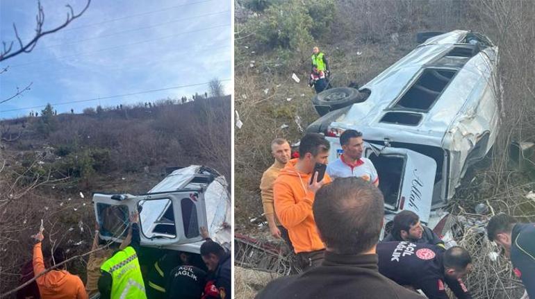 Gümüşhane’de feci kaza Yolcu minibüsü uçuruma devrildi: Yaralılar var