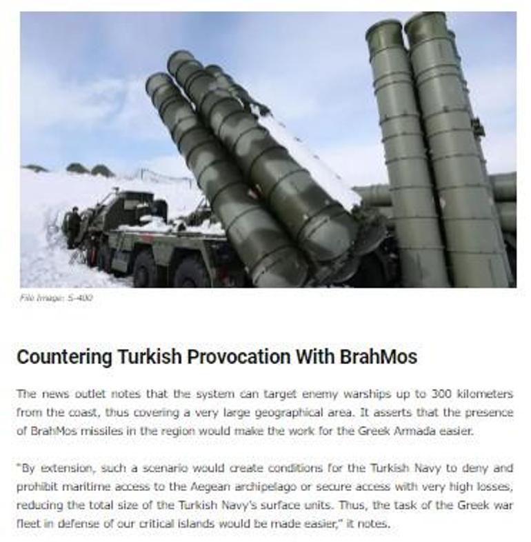 S-400e karşı Brahmos hamlesi Yunan medyası yazdı: Türkiyeye karşı yeni Ege ve Akdeniz planı