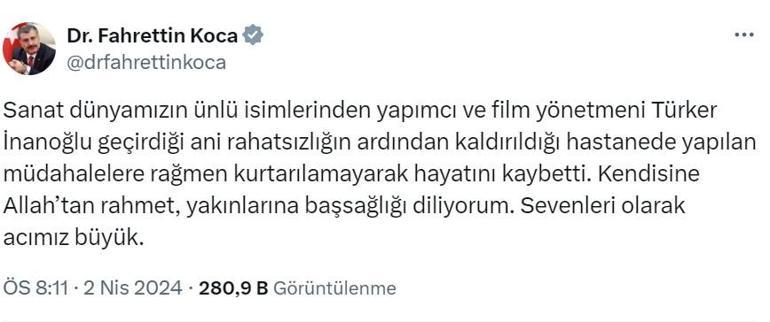 Bay Sinema Türker İnanoğlu hayatını kaybetti Eşi ve eski eşinden duygusal paylaşım