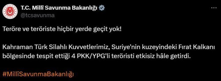 Fırat Kalkanında tespit edilen PKKlılara operasyon