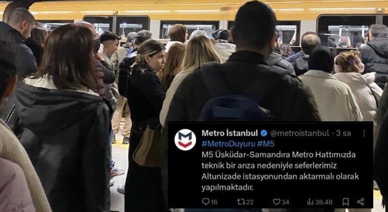 İstanbulda metro arızası Seferler yapılamıyor