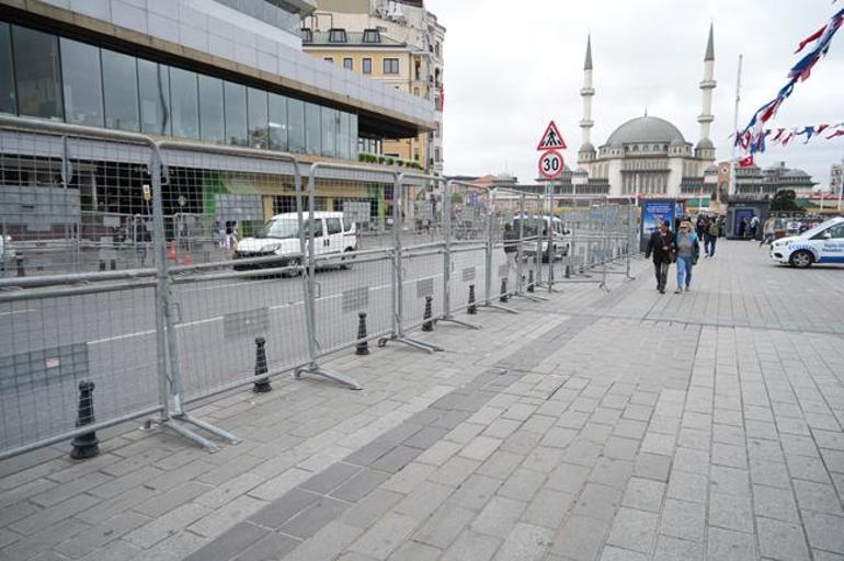 Demir bariyerlerle kapatılan Taksim Meydanı görüntülendi