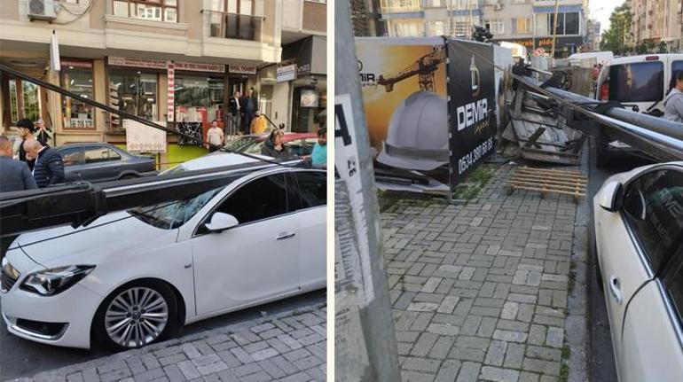 Avcılarda facianın eşiğinden dönüldü Vinç aracın üzerine böyle devrildi