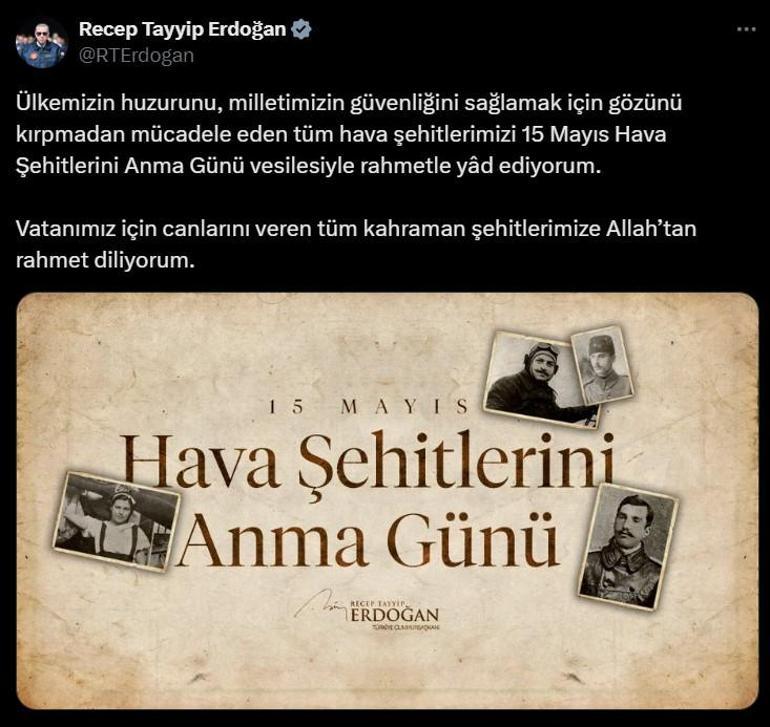 Erdoğandan Hava Şehitlerini Anma Günü mesajı