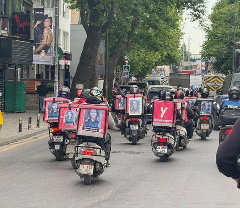 Kadıköyde biraraya gelen motokuryelerden Ata Emre Akman için adalet konvoyu