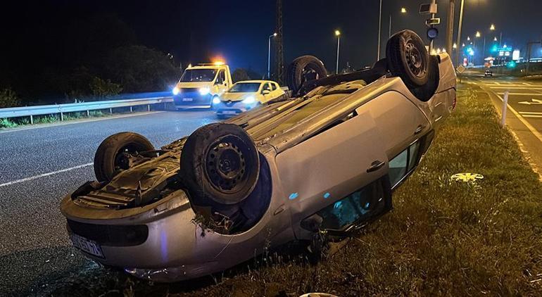 Bursada kaza Takla atan otomobilden burnu bile kanamadan çıktı