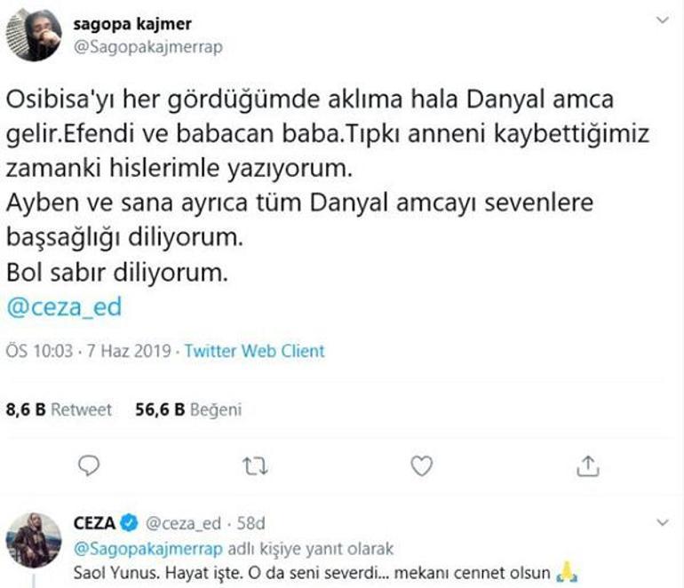 Ceza ve Sagopa Kajmerin mesajları gündem oldu Ölüm gününde düşmanlıklar ölür