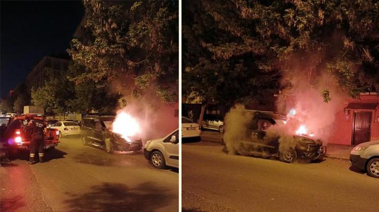 Tekirdağda aracı alev aldı gözyaşlarını tutamadı