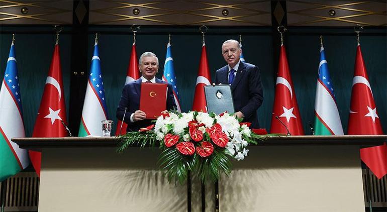 Özbekistan Cumhurbaşkanı Türkiyede Cumhurbaşkanı Erdoğan: Gazzede zulüm durdurulmalı