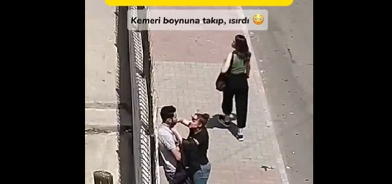 Yer: Esenyurt Sokak ortasına tartıştığı erkeğin boynuna kemer takıp sürükledi