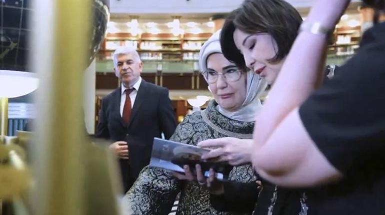 Emine Erdoğan, Ziroat Mirziyoyeva ile Millet Kütüphanesini gezdi